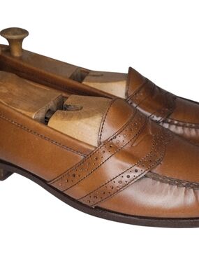 VTG POLO RALPH LAUREN BORDEAUX MEN PENNY LOAFERS BROWN BENCHMADE SZ 10 D MINT